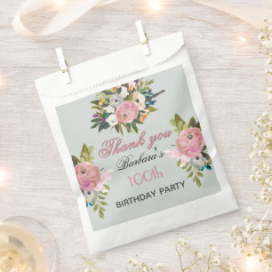 Sachets En Papier Élégant Floral 100e Anniversaire