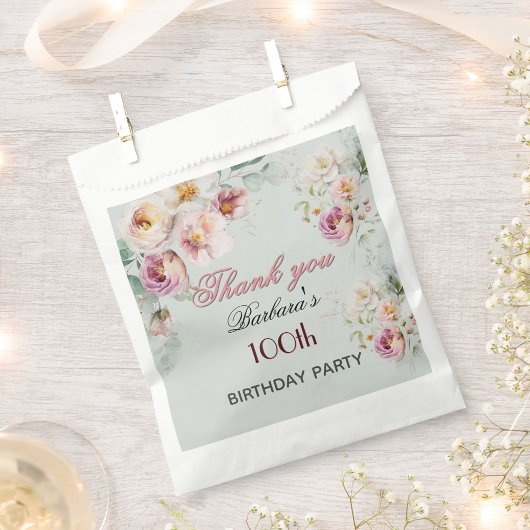 Sachets En Papier Elegant Floral 100th Birthday 