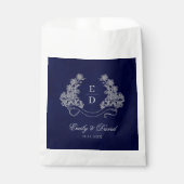 Sachets En Papier Elegant Floral Crest Navy Monogram Wedding (Devant)
