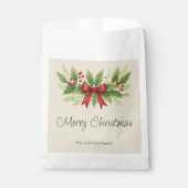 Sachets En Papier Elegant Holly & Red Bow Noël - (Devant)