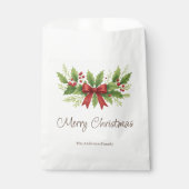 Sachets En Papier Elegant Holly & Red Bow Noël - (Devant)