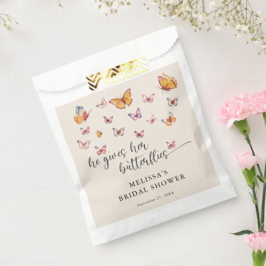 Sachets En Papier Élégant, Il Me Donne Fête des mariées Aux Papillon (Scellé)