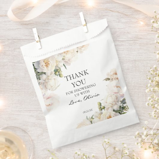 Sachets En Papier Elegant Ivory Peony Neutral Thank You (Coupé)