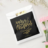 Sachets En Papier Élégant Joyeux Noël Script Or et Noir (Scellé)