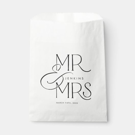 Sachets En Papier Élégant M. et Mme Mariage personnalisé (Devant)