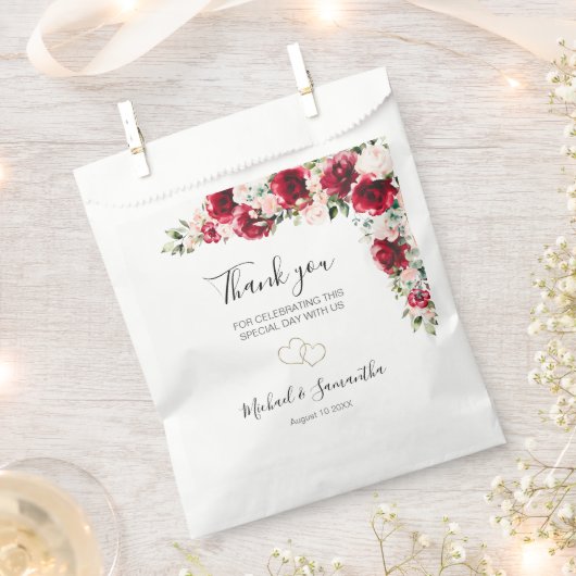 Sachets En Papier Élégant Mariage Blush et Red Roses (Coupé)