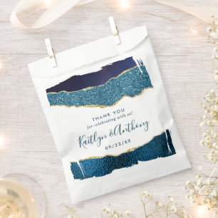 Sachets En Papier Élégant Mariage d'âge bleu et or de la marine