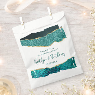 Sachets En Papier Élégant Mariage d'âge Turquoise & Or