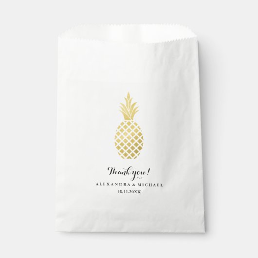 Sachets En Papier Élégant Mariage d'ananas en or (Devant)