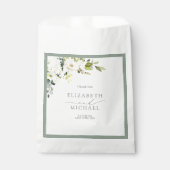 Sachets En Papier Elégant Mariage d'aquarelle gris blanc vert (Devant)
