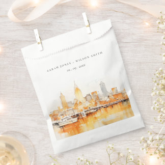 Sachets En Papier Élégant Mariage d'aquarelle Skyline de Nashville C