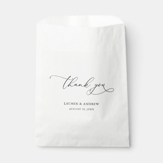 Sachets En Papier Élégant Mariage de calligraphie noir et blanc (Devant)