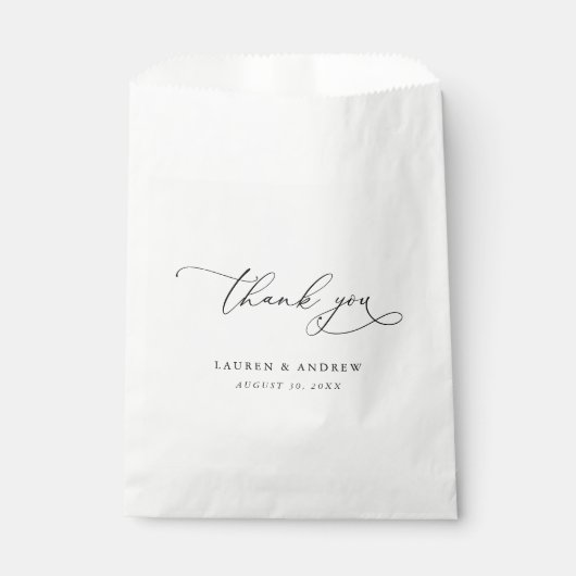 Sachets En Papier Élégant Mariage de calligraphie noir et blanc (Devant)