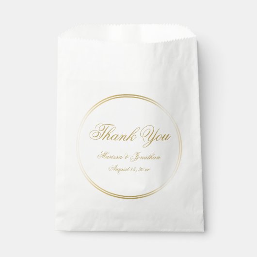 Sachets En Papier Élégant Mariage de calligraphie or Merci (Devant)