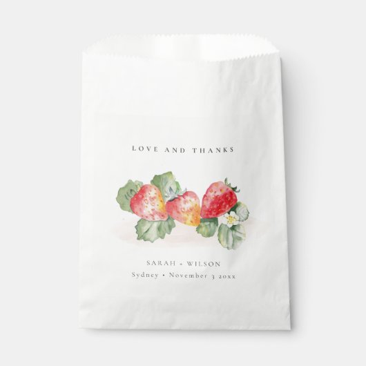 Sachets En Papier Élégant Mariage de feuillage de fraise rouge migno (Devant)