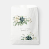 Sachets En Papier Élégant Mariage de feuillage gris bleu bleu brilla (Devant)