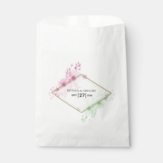 Sachets En Papier Elégant Mariage de fleurs d'aquarelle (Devant)