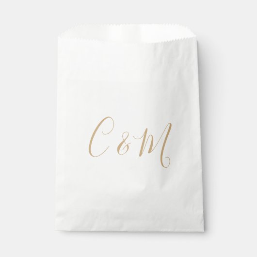 Sachets En Papier Élégant Mariage de Monogramme Or (Devant)