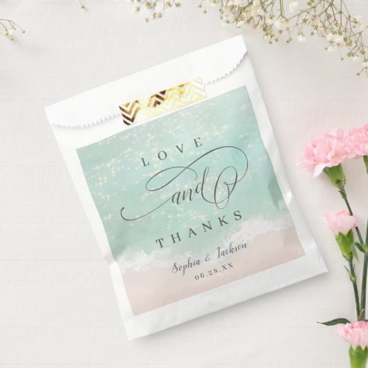 Sachets En Papier Élégant mariage de plage océanique pétillant abstr (Scellé)