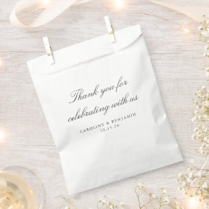Sachets En Papier Élégant Mariage de script blanc Merci personnalisé