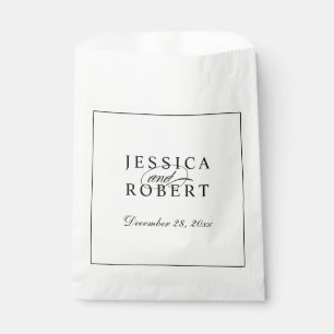 Sachets En Papier Élégant Mariage de script noir et blanc
