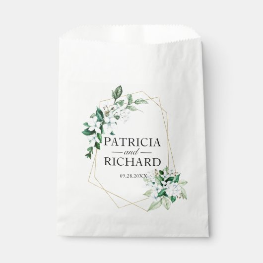 Sachets En Papier Élégant Mariage de verdure fleurie géométrique (Devant)