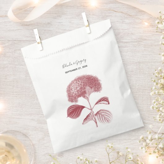 Sachets En Papier Élégant Mariage d'Hydrangée bordeaux (Coupé)