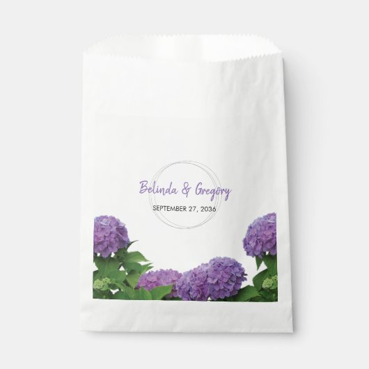 Sachets En Papier Élégant Mariage d'Hydrangée violette (Devant)
