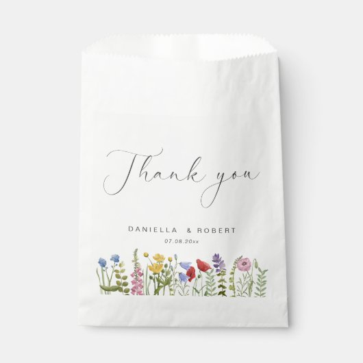 Sachets En Papier Elégant Mariage Fleur sauvage aquarelle (Devant)