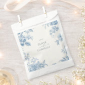 Sachets En Papier Élégant Mariage Floral bleu toile française (Coupé)