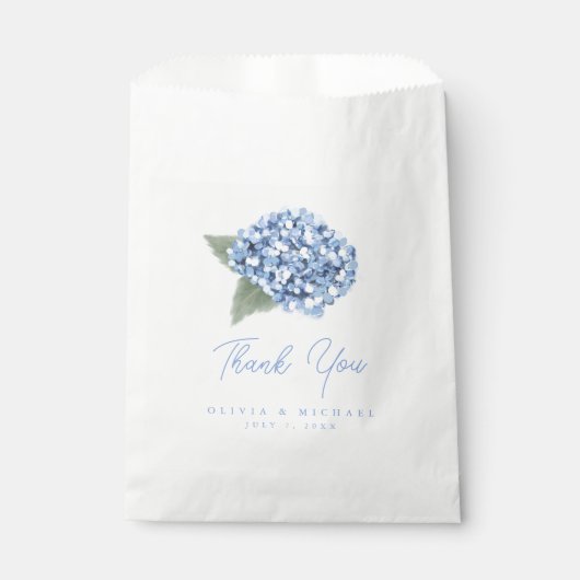 Sachets En Papier Élégant Mariage floral Blue Hydrangea (Devant)