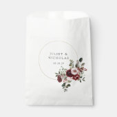 Sachets En Papier Elégant Mariage floral Bourgogne et bleu (Devant)