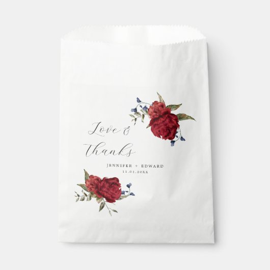 Sachets En Papier Élégant Mariage floral de Bourgogne (Devant)