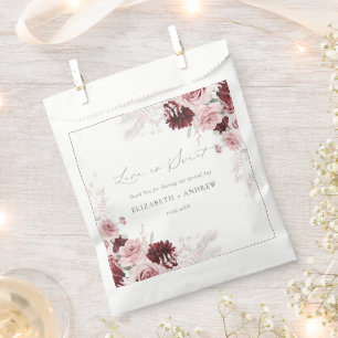 Sachets En Papier Élégant Mariage floral de Roses roses roses blanch
