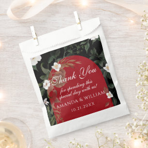 Sachets En Papier Élégant Mariage Floral noir rouge blanc