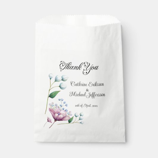 Sachets En Papier Élégant Mariage Floral Soft Botanical Romance (Devant)
