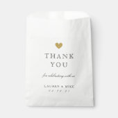 Sachets En Papier Élégant Mariage Gold Heart Merci (Devant)