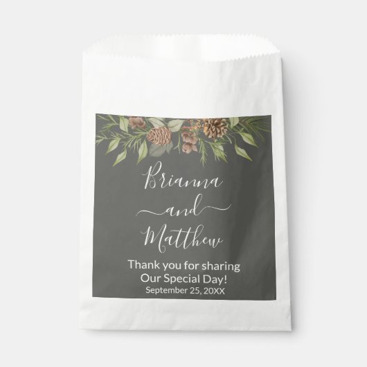 Sachets En Papier Elégant mariage gris hiver Favor sac (Devant)