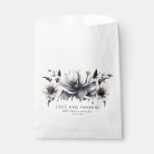 Sachets En Papier Élégant Mariage moderne noir blanc floral (Devant)