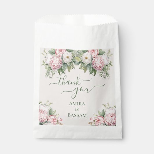 Sachets En Papier Élégant Mariage musulman rose et blanc (Devant)