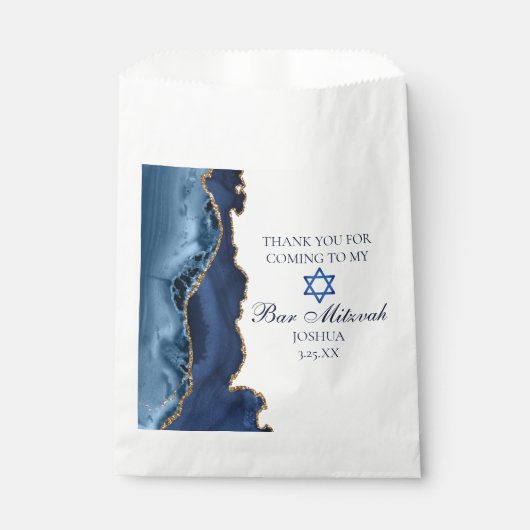 Sachets En Papier Elégant Marine Blue Gold Agate Bar Mitzvah Party (Devant)