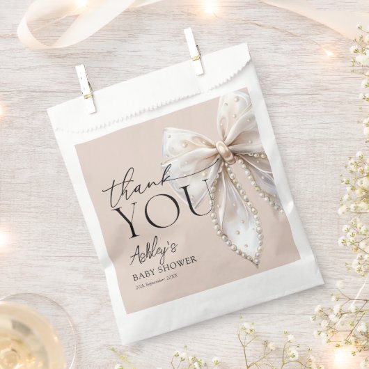 Sachets En Papier Élégant Merci de Baby shower blanc (Coupé)