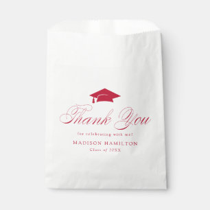 Sachets En Papier Élégant Merci de graduation en calligraphie rouge