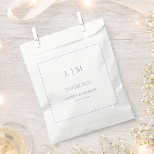 Sachets En Papier Élégant Merci de Monogramme bleu Dusty