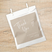 Sachets En Papier Élégant Merci de script beige Baby shower