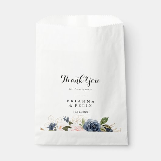 Sachets En Papier Élégant Merci Floral d'hiver Mariage (Devant)