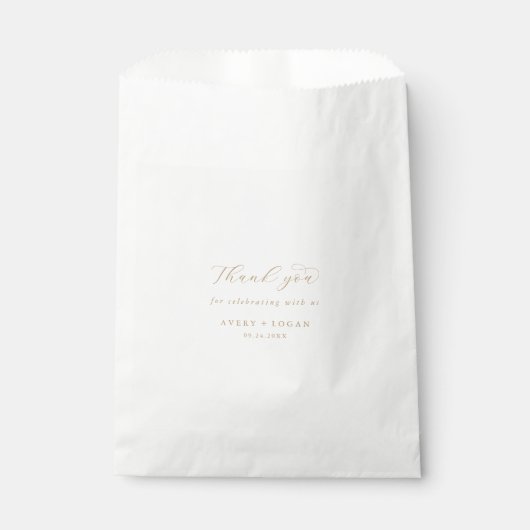 Sachets En Papier Elégant Merci Gold Script mariage Favor sac (Devant)
