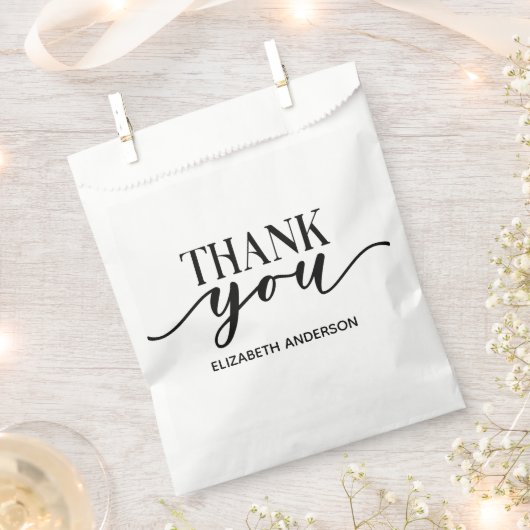 Sachets En Papier Élégant Merci noir blanc (Coupé)