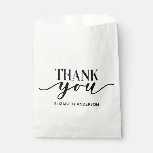 Sachets En Papier Élégant Merci noir blanc (Devant)