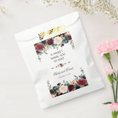 Sachets En Papier Elégant Merlot Marine bleu Mariage Floral MERCI (Scellé)